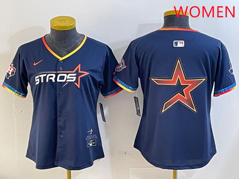 Women Houston Astros Blank Drak Blue Fourth generation Joint Name 2025 Nike MLB Jersey style 7->women mlb jersey->Women Jersey